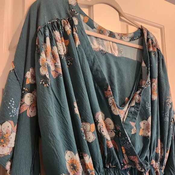 Free People Tuscan Dreams Tunic Top Turquoise Pink White Medium πΈ - Picture 9 of 16